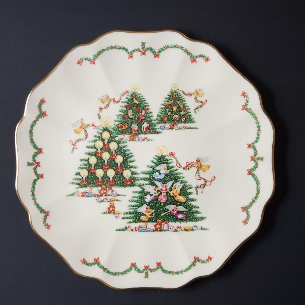 Lenox The Joys Of Christmas Cake Plate 1994 Fine Ivory China made in USA Vintage